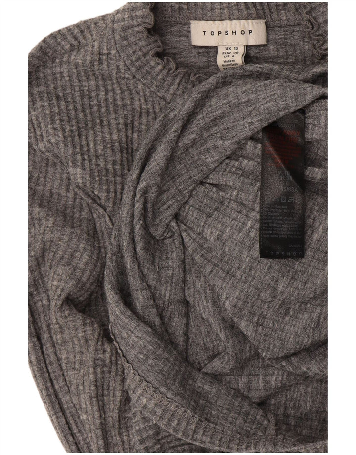 Topshop Damen-Crop-Top mit Reißverschluss am Hals, Gr. 10, Größe S, grau gesprenkeltes Polyester