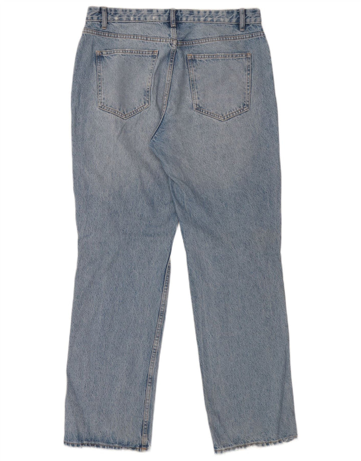 Zara Damen Distressed Straight Jeans EU 44 Large W34 L32 Blau