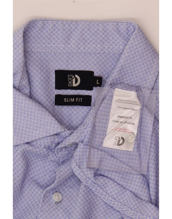 Dack's Slim-Fit-Hemd für Herren, Größe L, Blau, Argyle/Diamant-Baumwolle