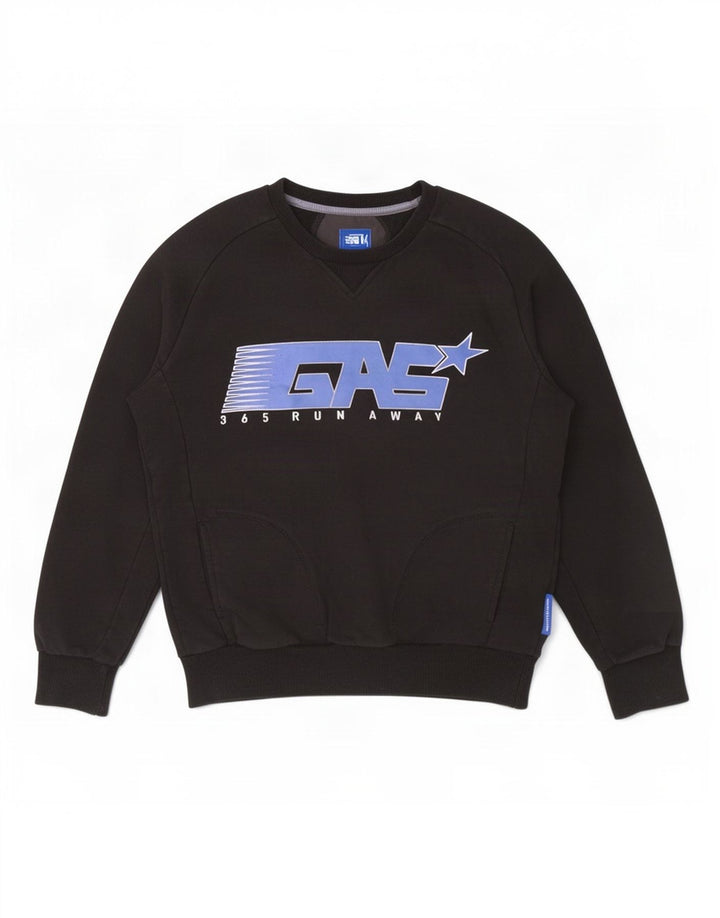 Gas Herren-Sweatshirt mit Grafik, mittelschwarz, Baumwolle