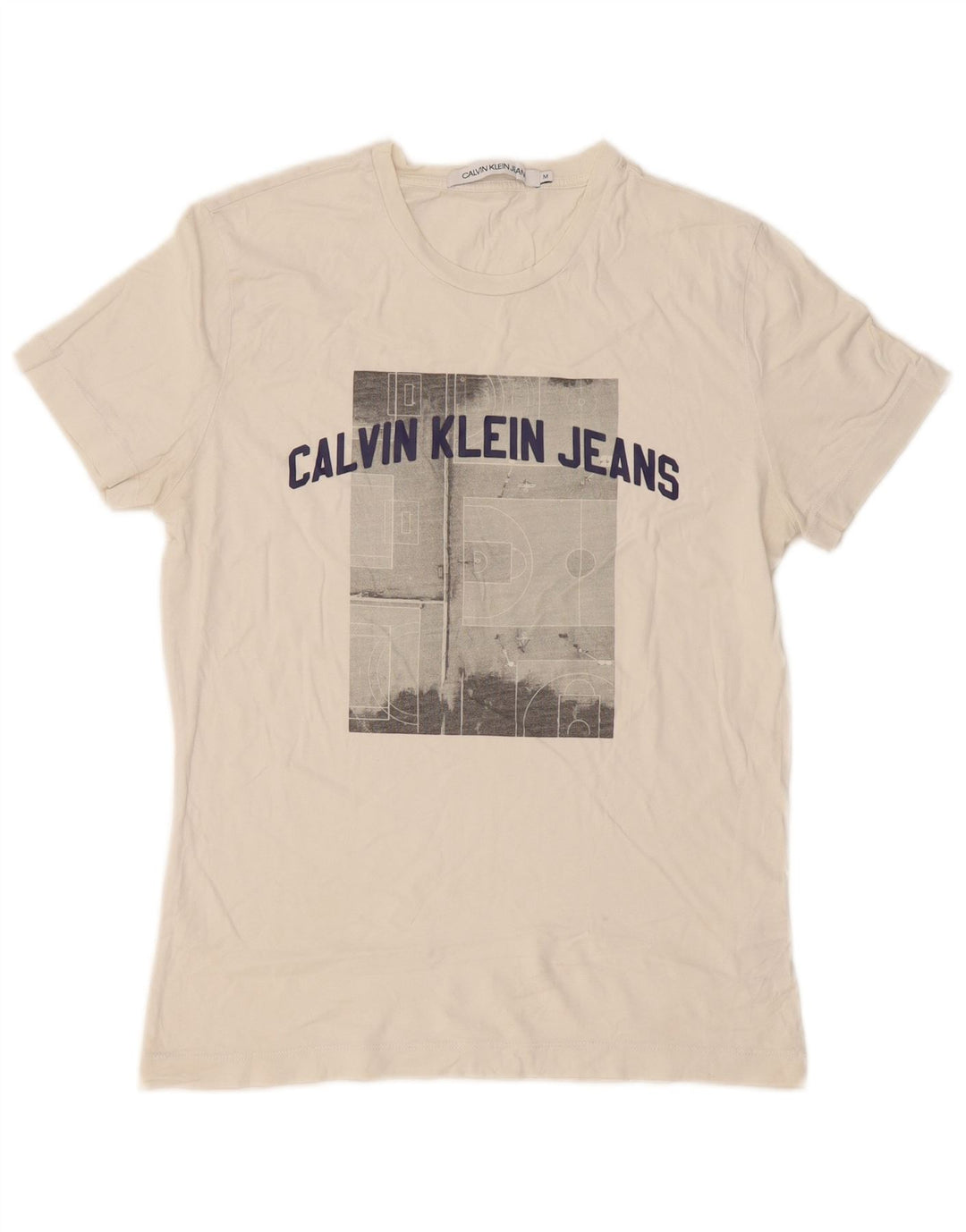 Calvin Klein Jeans Herren-T-Shirt mit Grafik, mittelweiße Baumwolle