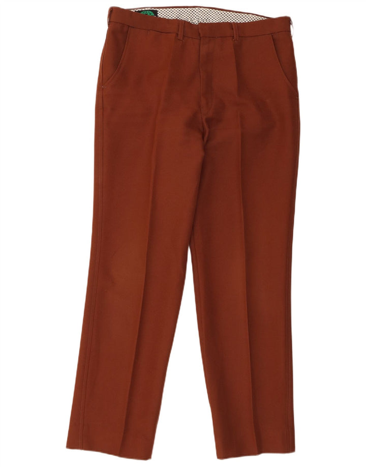 Trevira Herren gerade Chino-Hose W32 L29 Braun Polyester