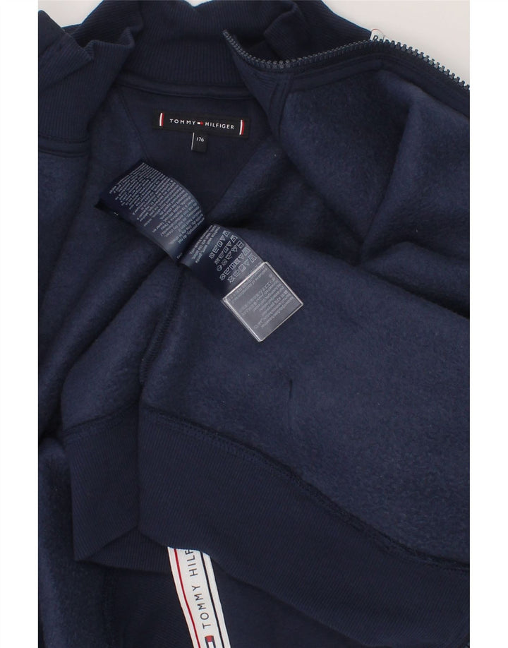 TOMMY HILFIGER Boys Graphic Tracksuit Top Jacket 15-16 Years Navy Blue Vintage Tommy Hilfiger and Second-Hand Tommy Hilfiger from Messina Hembry 