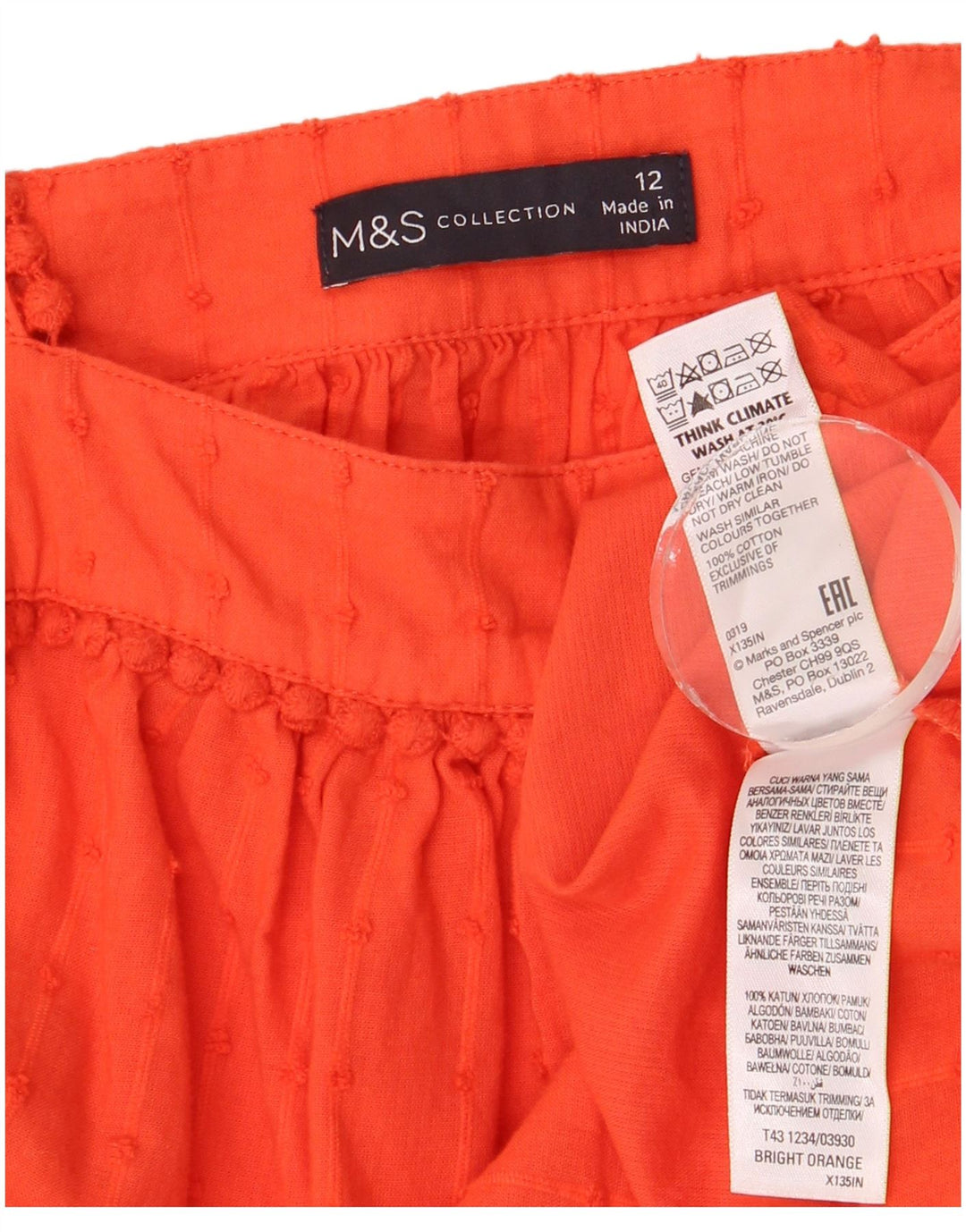 Marks & Spencer Damen ärmelloses Blusenoberteil UK 12 Medium Orange Spotted