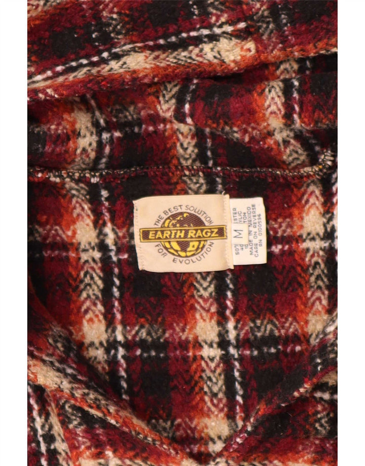 Earth Ragz Herren-Kapuzenpullover, mittelrot, kariert, Polyester, Hippie