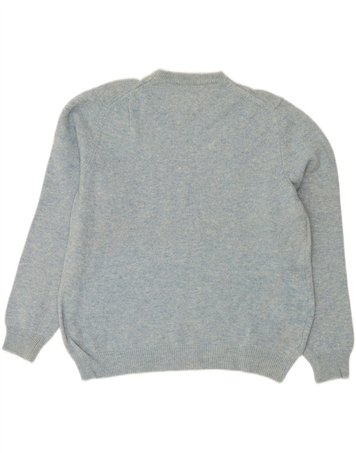 HENRY COTTONS Womens Crew Neck Jumper Sweater UK 16 Large Blue Wool Vintage Henry Cottons and Second-Hand Henry Cottons from Messina Hembry 
