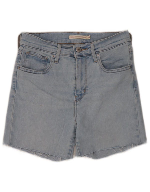 Levi's Damen 724 High Rise Denim Shorts W26 Small Blaue Baumwolle