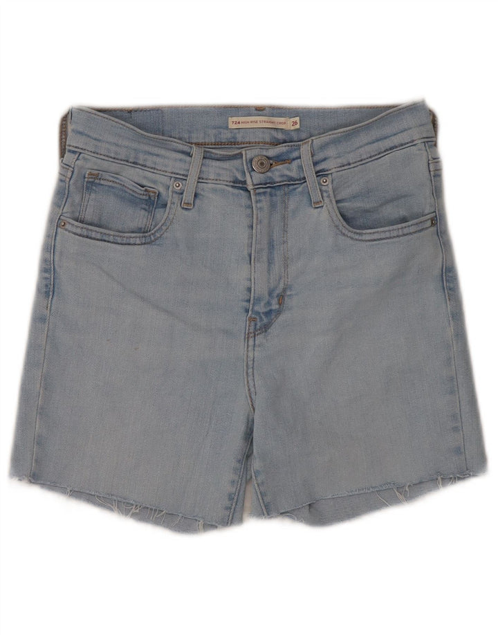 Levi's Damen 724 High Rise Denim Shorts W26 Small Blaue Baumwolle