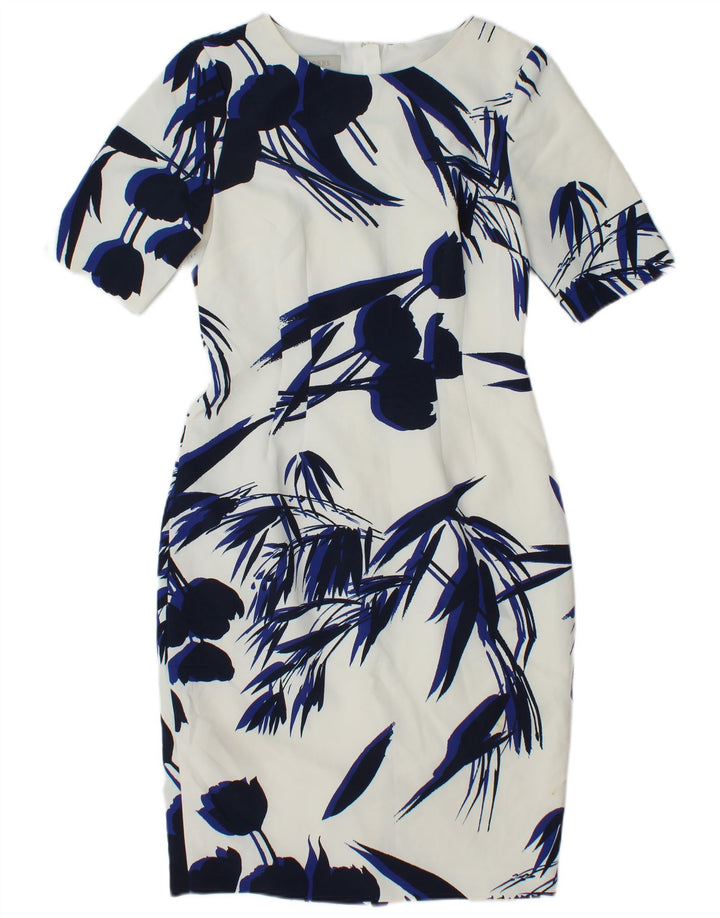 Hobbs Damen-Etuikleid, Größe S, Weiß, Blumenmuster, Polyester
