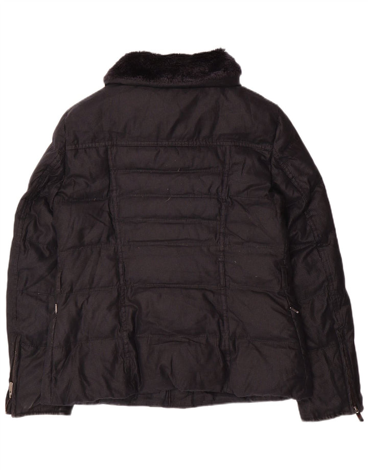 Zara Damen Wattierte Jacke UK 14 Large Schwarz Acryl