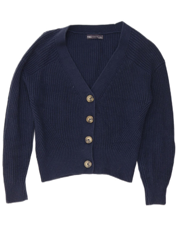 Marks & Spencer Damen-Cardigan-Pullover UK 10 Small Marineblaue Baumwolle