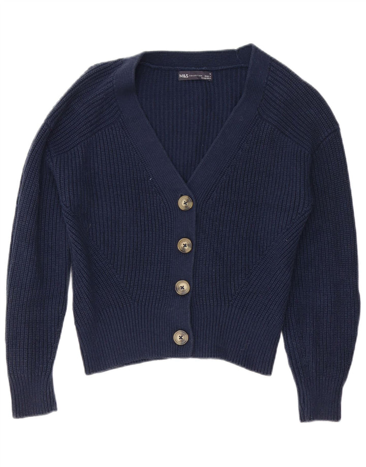 Marks & Spencer Damen-Cardigan-Pullover UK 10 Small Marineblaue Baumwolle