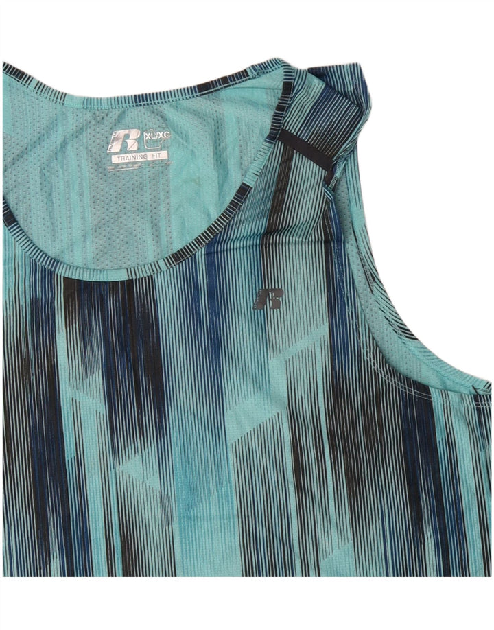 RUSSELL ATHLETIC Herren-Weste-Top XL, blaues geometrisches Polyester