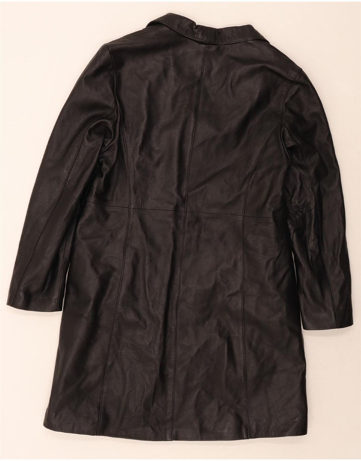 VINTAGE Womens Leather Coat UK 16 Large Black Leather Vintage Vintage and Second-Hand Vintage from Messina Hembry 