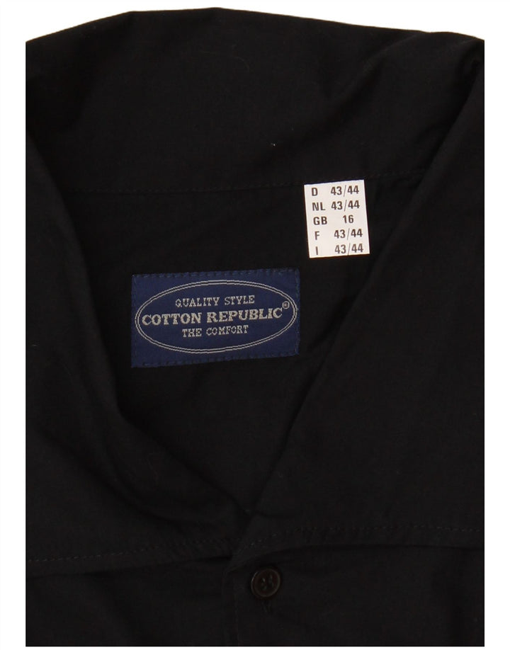 COTTON REPUBLIC Mens Shirt Size 16 Large Black Cotton