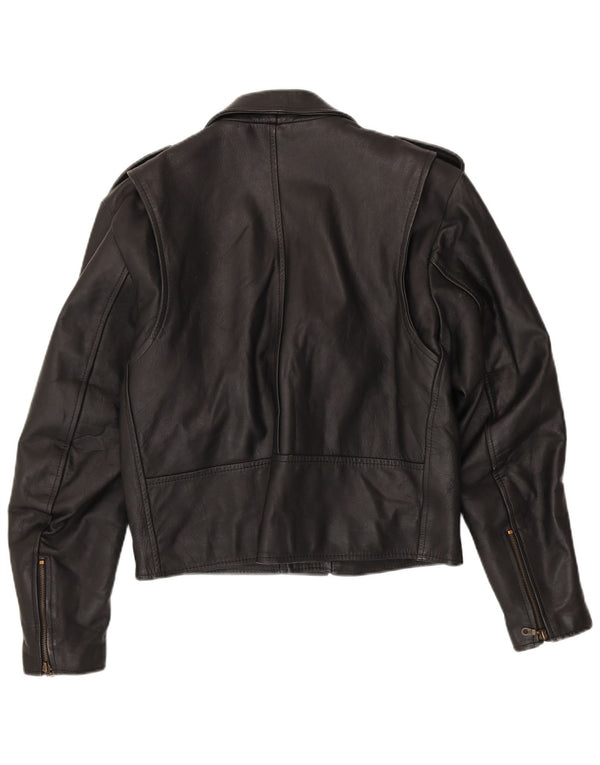 Vintage Herren Militär-Leder-Bikerjacke IT 50 Medium Schwarz