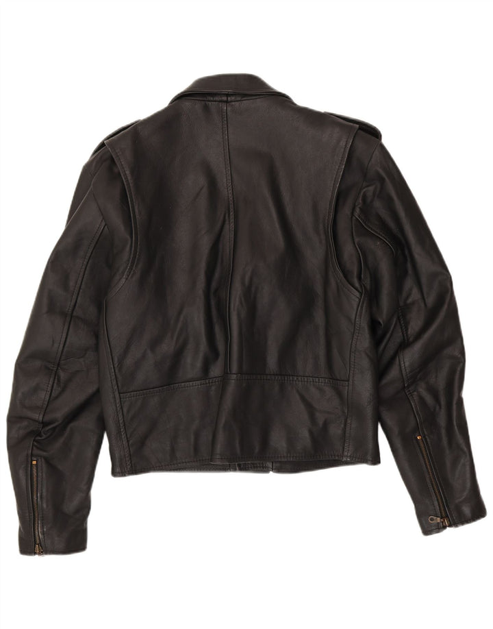 Vintage Herren Militär-Leder-Bikerjacke IT 50 Medium Schwarz