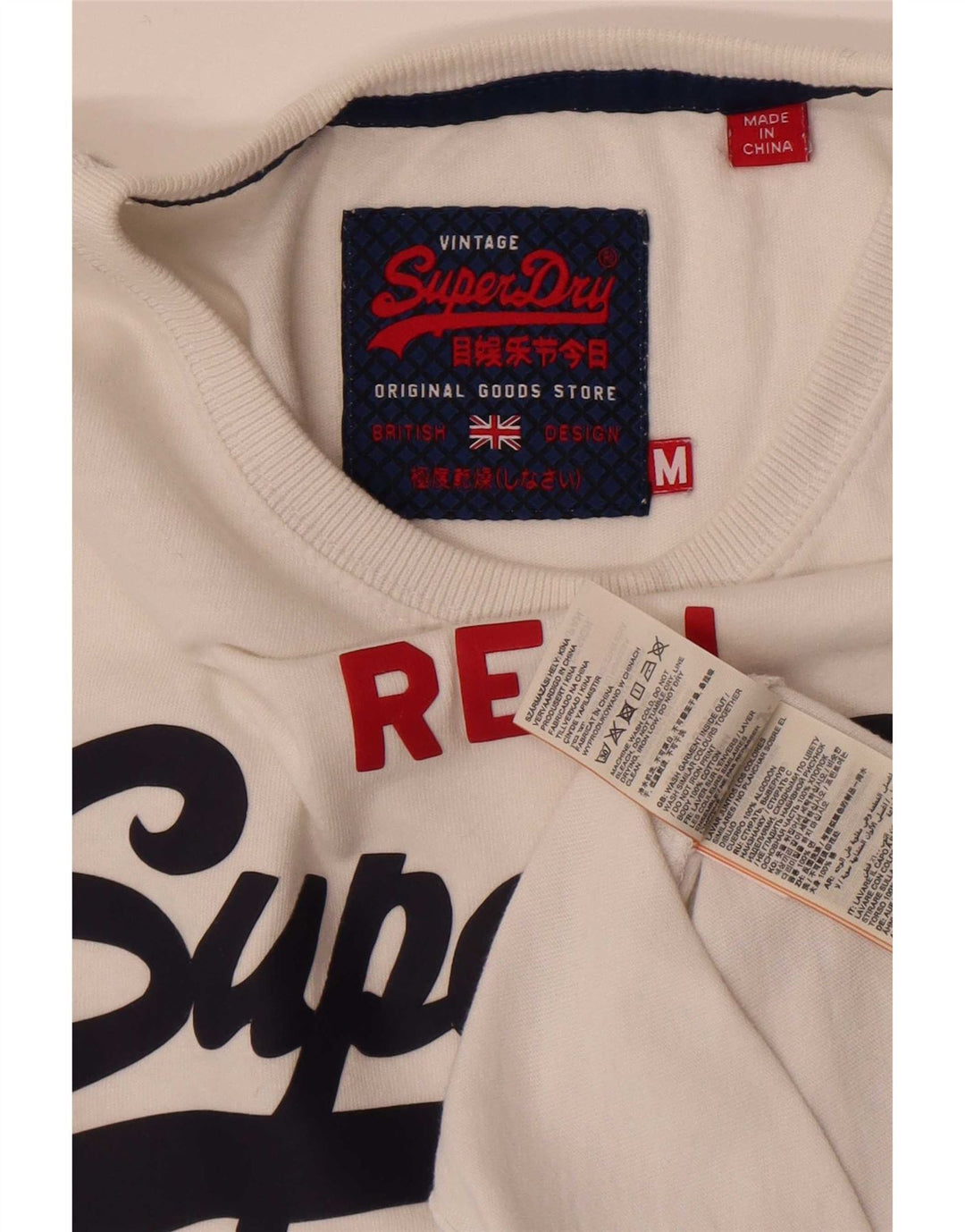 Superdry Herren-T-Shirt mit normaler Grafik, mittelweiße Baumwolle