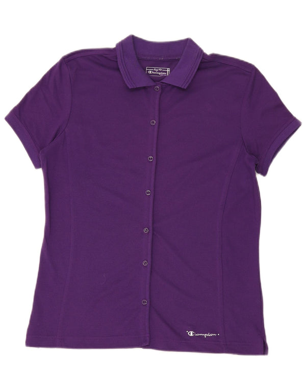 Champion Damen Easy Fit Kurzarm-Hemdbluse UK 16 Large Lila