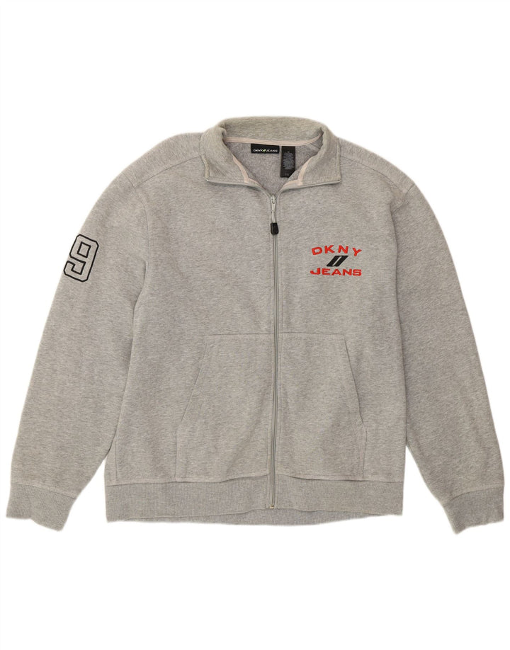 Dkny Herren-Trainingsanzugoberteil mit Grafik, mittelgraue Baumwolle