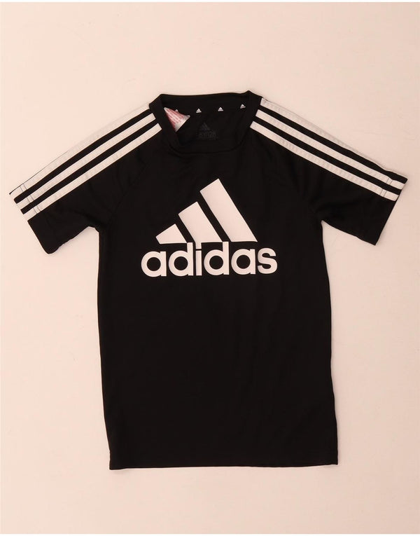 Adidas Jungen Aeroready Graphic T-Shirt Top 7–8 Jahre, schwarzes Polyester