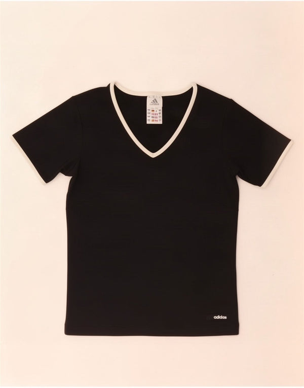 Adidas Damen Crop T-Shirt Top UK 10 Small Schwarz Polyamid