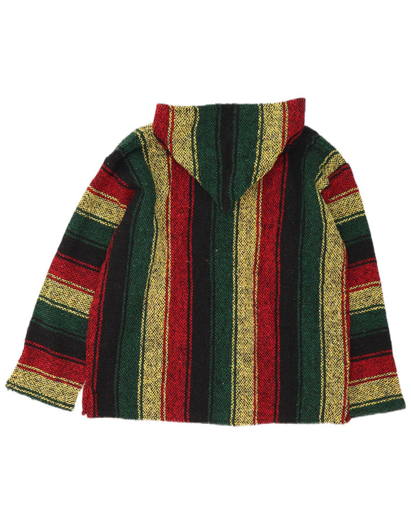 Vintage Mens Mexican Hooded Jumper Sweater Medium Multicoloured Striped