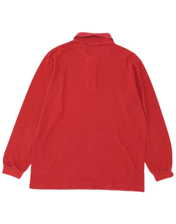 Kappa Herren-Langarm-Poloshirt aus mittelroter Baumwolle