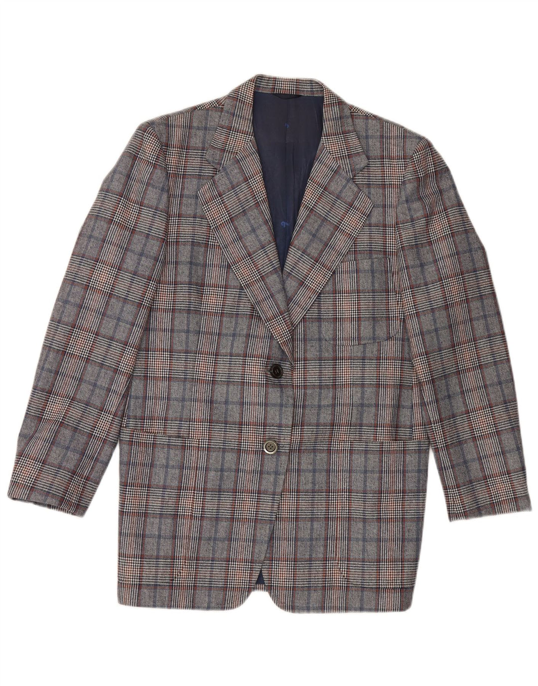 Quantas Damen Longline Blazer Jacke UK 14 Mittelblauer Hahnentritt