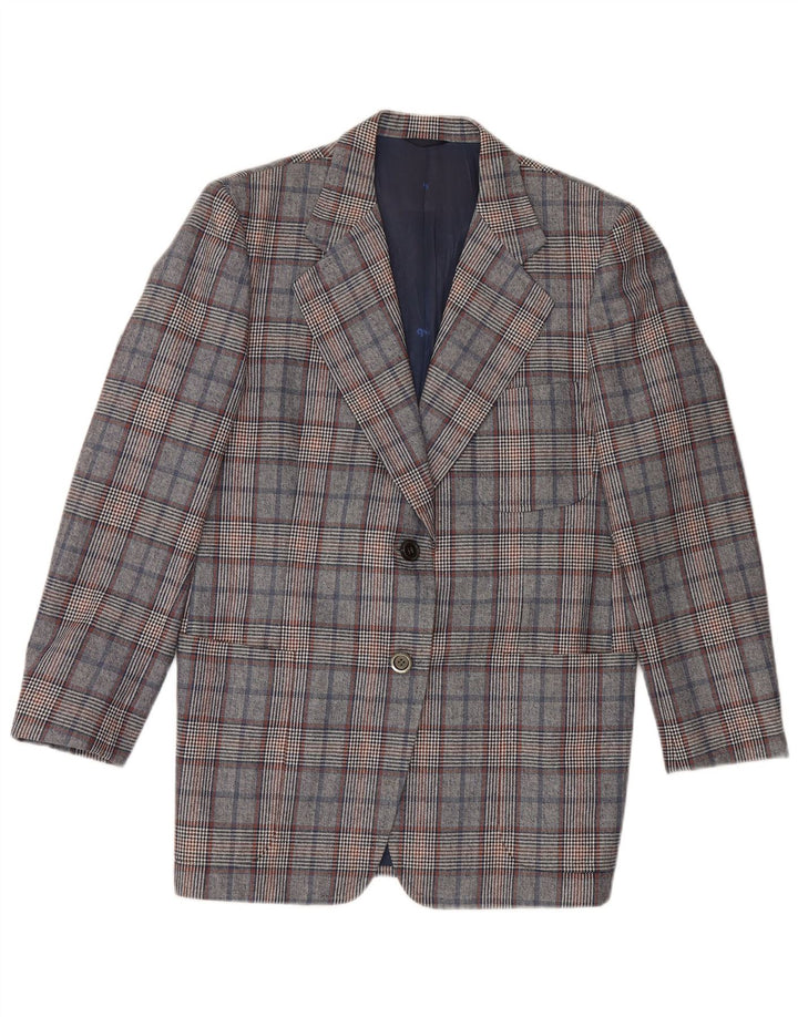 Quantas Damen Longline Blazer Jacke UK 14 Mittelblauer Hahnentritt