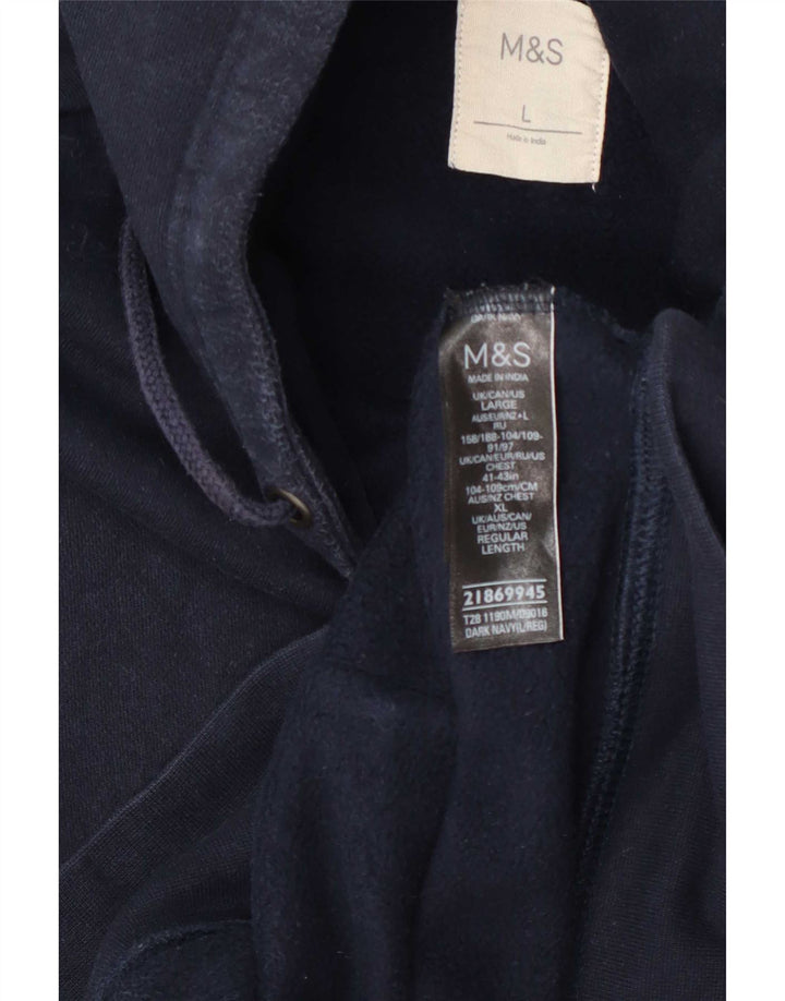 Marks & Spencer Herren-Kapuzenpullover mit Reißverschluss, groß, marineblau, Baumwolle