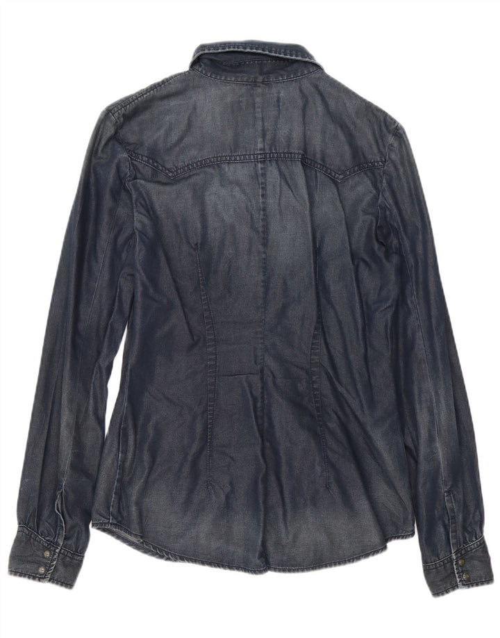 Diesel Damen Jeanshemd UK 12 Medium Marineblau Baumwolle