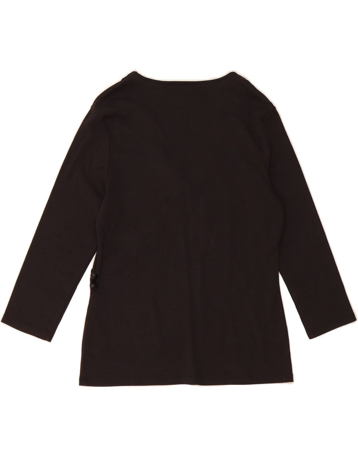 MONSOON Womens Top 3/4 Sleeve UK 14 Medium  Black Cotton Vintage Monsoon and Second-Hand Monsoon from Messina Hembry 