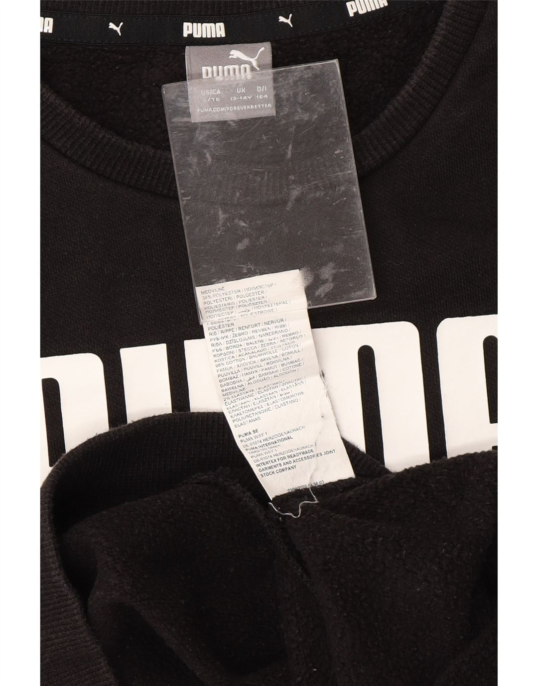 PUMA Jungen Graphic Sweatshirt Pullover 13–14 Jahre, schwarze Baumwolle