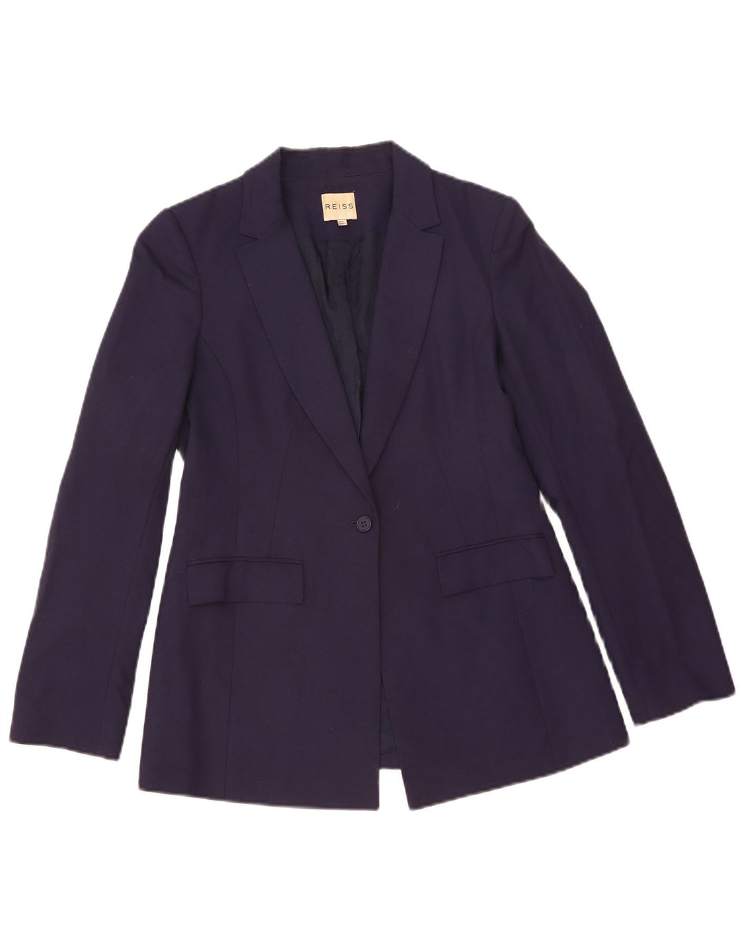 Reiss Damen 1-Knopf-Blazerjacke UK 10 Small Marineblaue Viskose