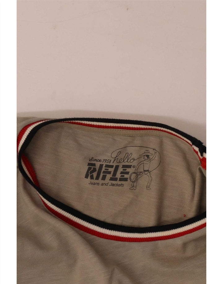 Rifle Herren-Grafikoberteil, langärmelig, groß, grau gestreift