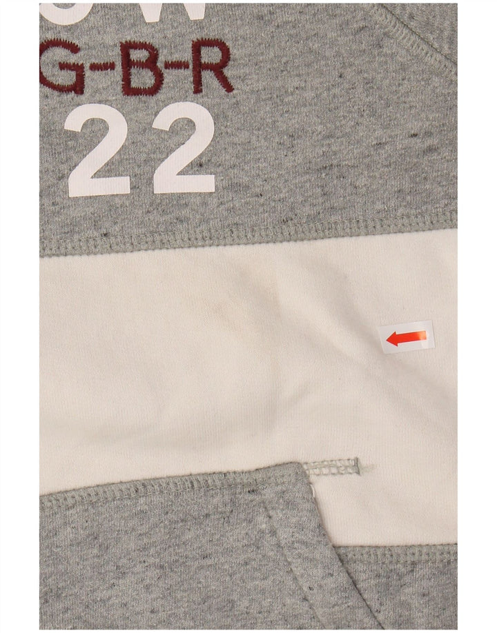 JACK WILLS Damen-Kapuzenpullover mit Grafik, UK 12, Mittelgrau, Farbblock