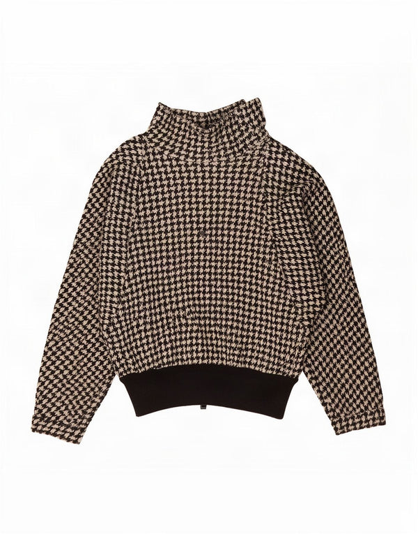 Vintage Damen Rollkragenpullover Pullover UK 12 Medium Black Houndstooth