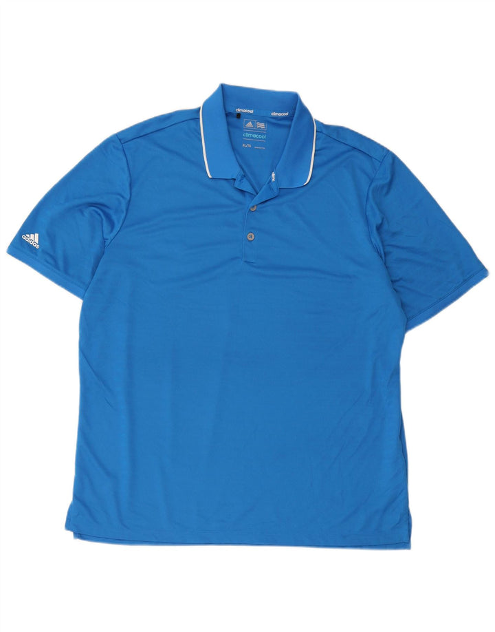 Adidas Herren Climacool Poloshirt XL Blau gestreift Polyester