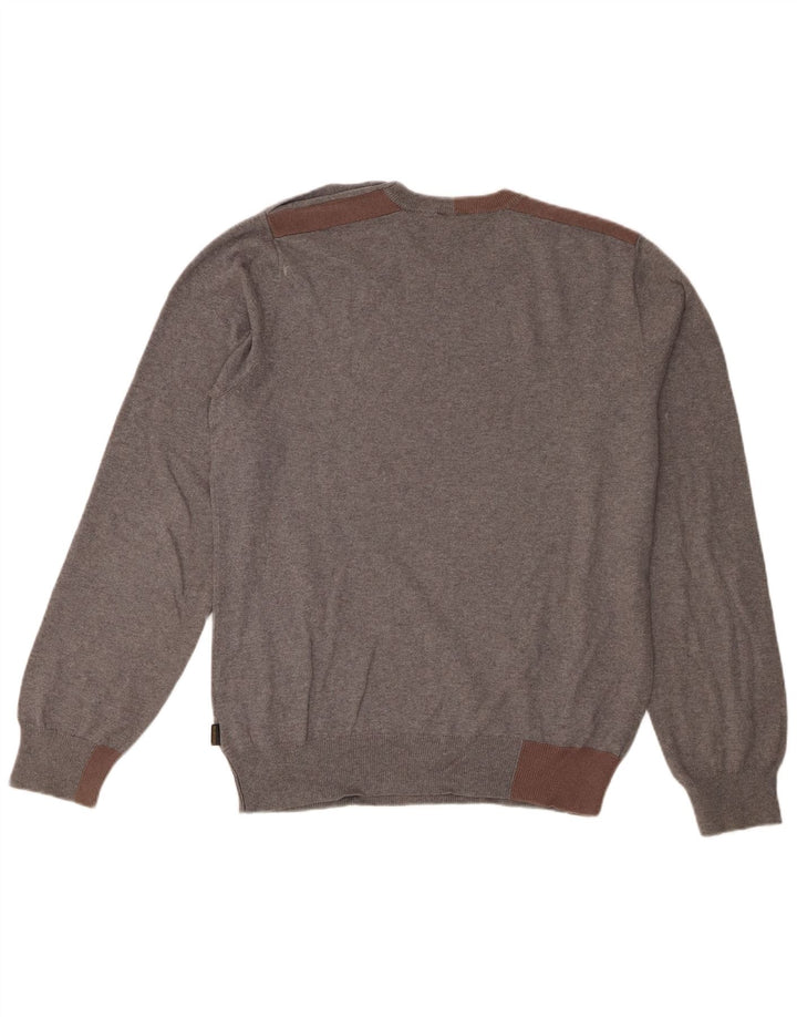Paul Smith Herren-Pullover mit Rundhalsausschnitt, mittelgraue Colourblock-Baumwolle