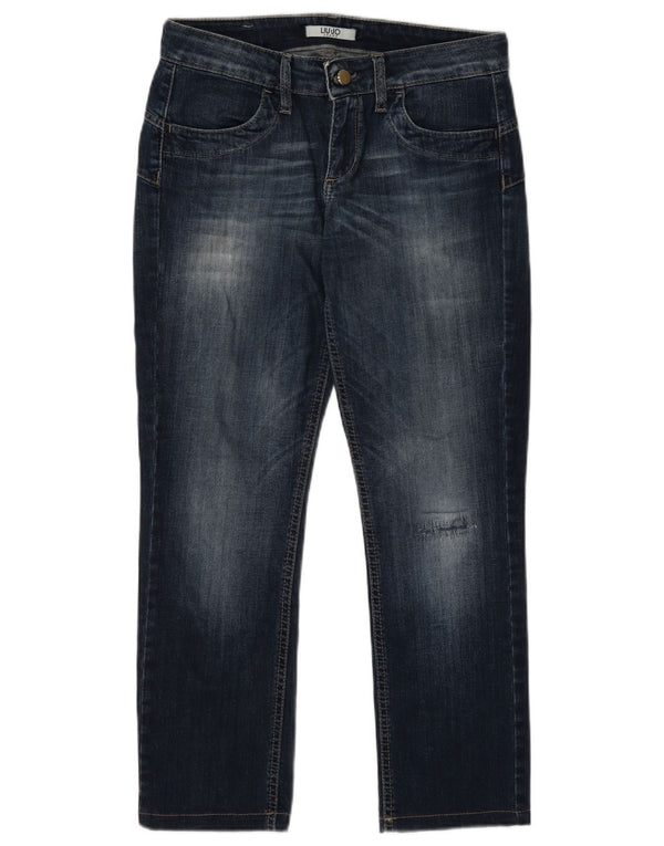 Liu Jo Damen Distressed Straight Jeans UK 14 Medium W30 L26 Blaue Baumwolle