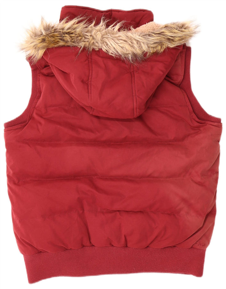 Fat Face Wattierte Damen-Weste mit Kapuze, UK 14, Größe L, Rot, Polyester
