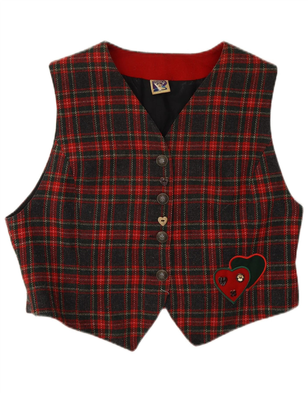 C&A Crop-Weste für Damen, UK 16, groß, rot kariert, Polyester