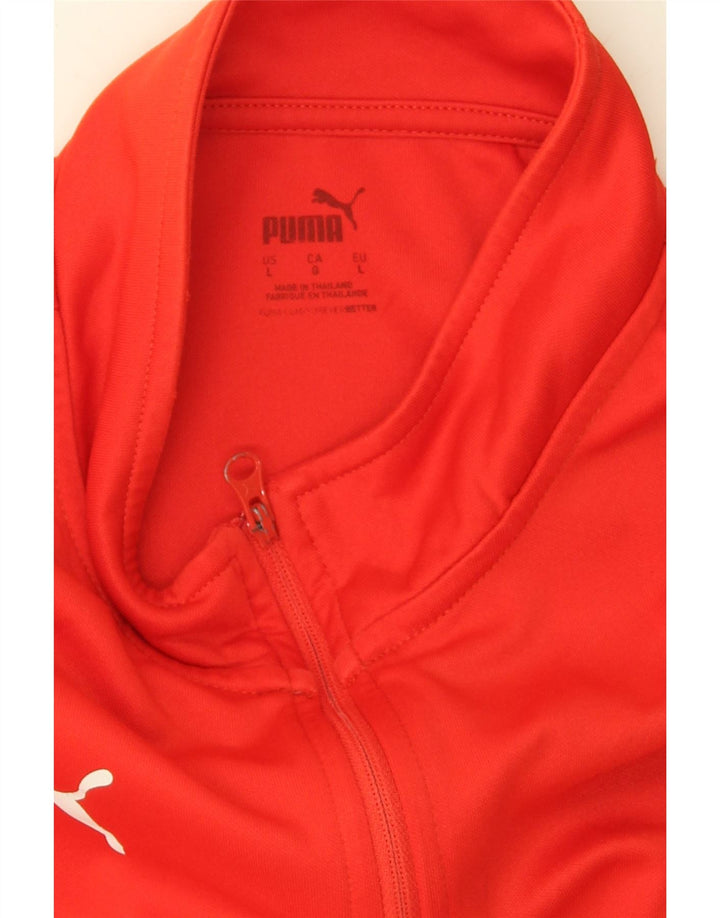 PUMA Mens Dri Fit Zip Neck Sweatshirt Jumper Large Red Polyester Vintage Puma and Second-Hand Puma from Messina Hembry 