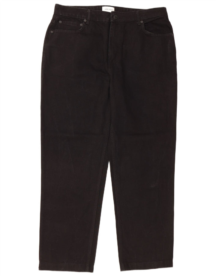 JACK WILLS Herren Tapered Jeans W36 L29 Schwarze Baumwolle