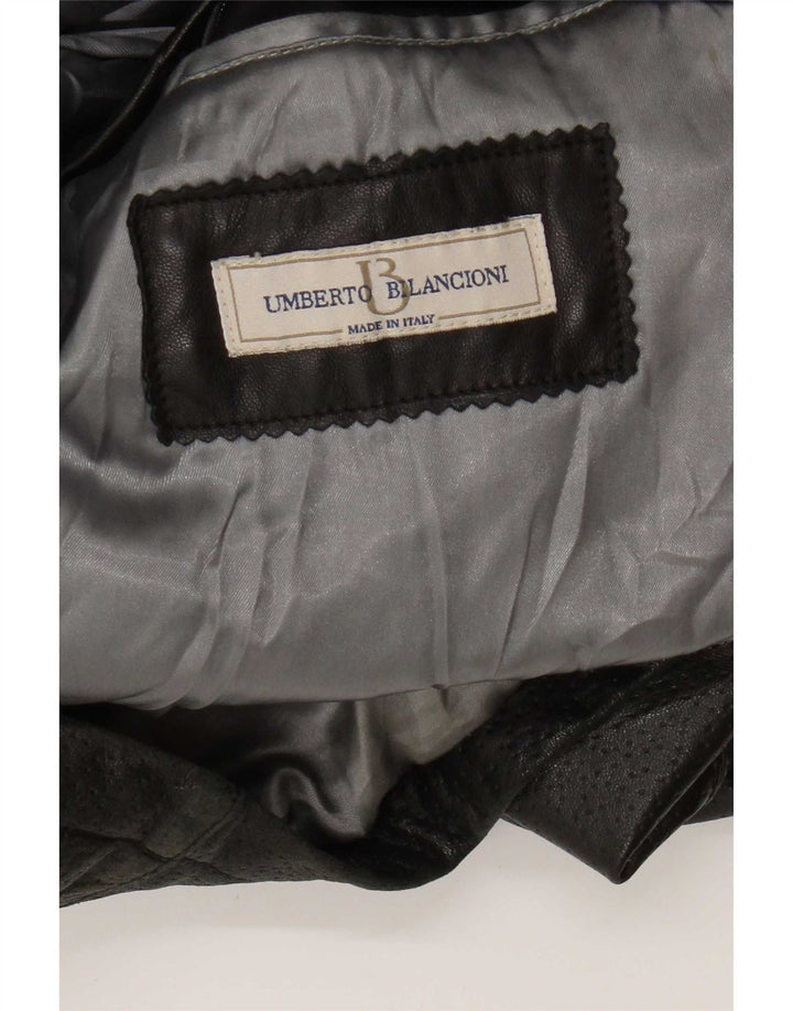 Umberto Bilancioni Herren Lederjacke UK 40 Large Schwarz