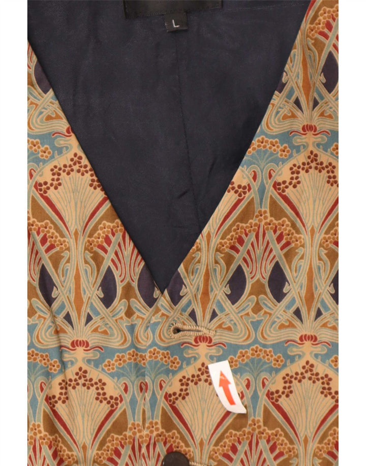 Liberty Herrenweste, groß, beige, geblümte Baumwolle