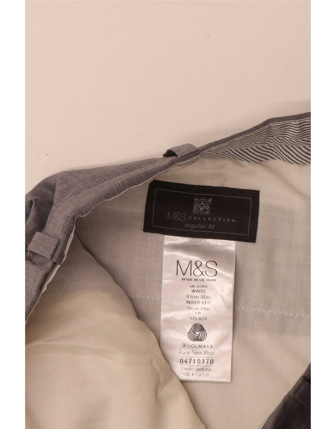Marks & Spencer Herren-Anzughose in normaler Passform, W32, L31, graue Wolle