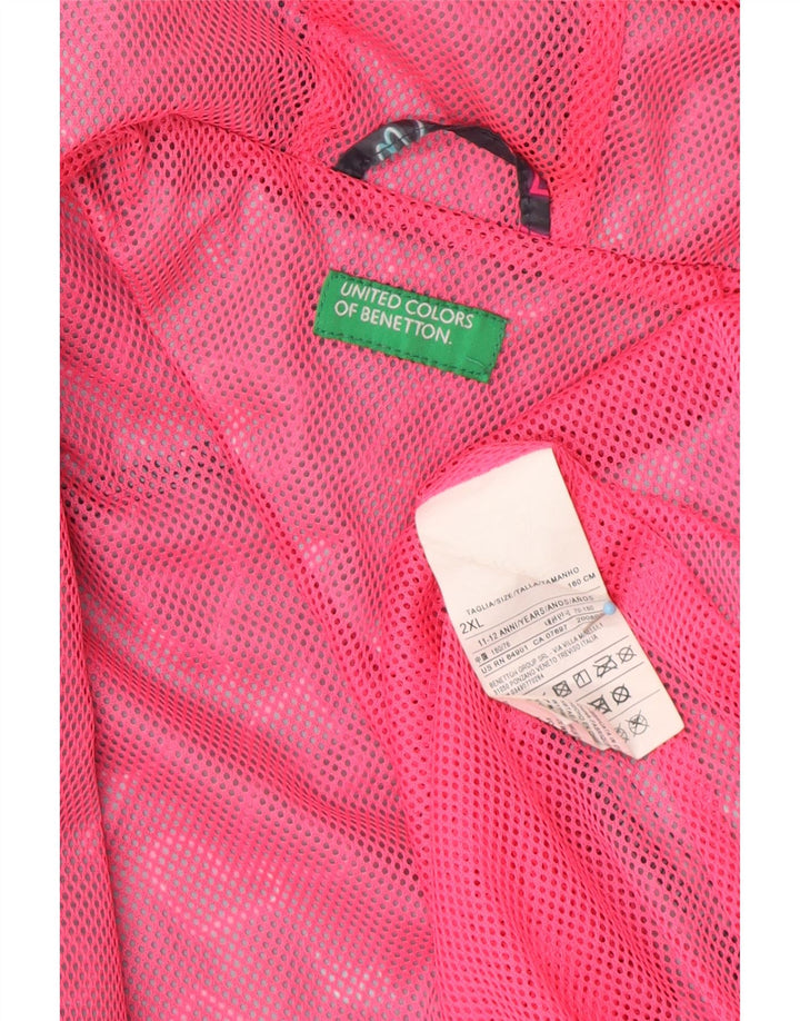 BENETTON Mädchen-Regenjacke mit grafischer Kapuze, 11–12 Jahre, 2XL, graues Herz
