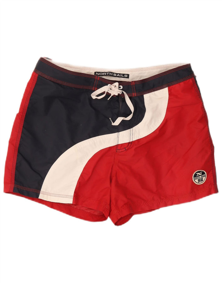 North Sails Herren-Badeshorts, groß, rot, Colourblock-Polyamid